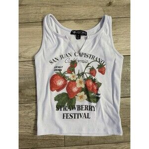 Nordstrom Vinyl Icons Vintage style Y2K Strawberry Crop Tank Top Size Small
